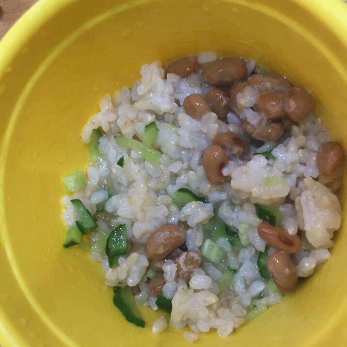 子どもの簡単ご飯！きゅうりと納豆飯